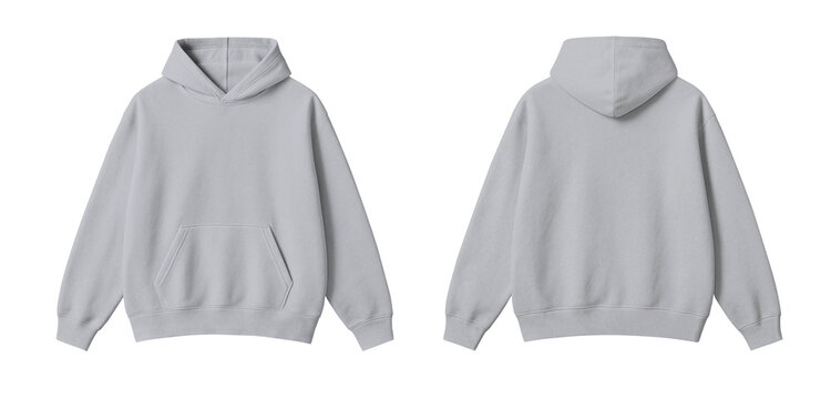 Light Gray Hoodie Mockup Front and Back Views Isolated on Transparent Background