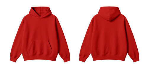 Red Hoodie Mockup Front and Back View on Transparent Background © Drip