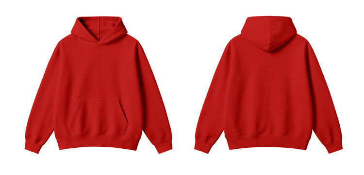 Red Hoodie Mockup Front and Back View on Transparent Background
