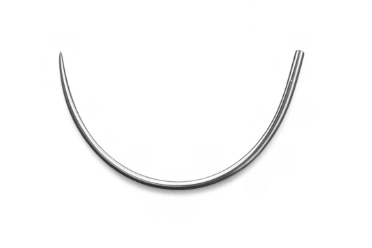 Medical curved suture needle with transparent background