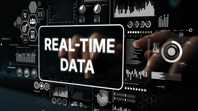 Engaging Graphic Depicting Real-Time Data Analysis With Futuristic User Interface and Analytical Metrics. Asymptotic smart data analytic.