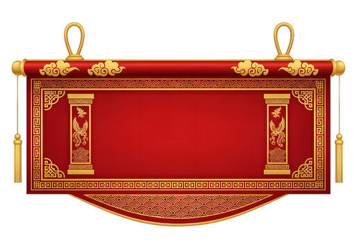 Elegant traditional oriental scroll with phoenix and cloud motifs for festive Chinese New Year greetings and vibrant cultural celebrations display