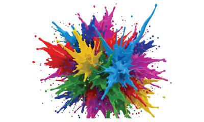 Dynamic Paint Splash and Fluid Burst Vector Graphics: Colorful Explosion Shapes and Liquid Drop Elements Set