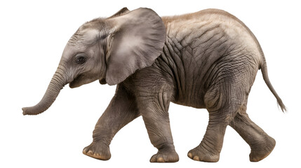Obraz premium Baby african elephant calf walking isolated on transparent background
