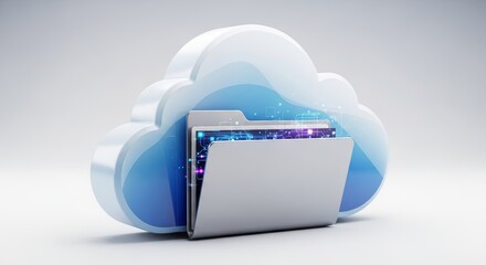 Cloud Storage Folder Icon Digital Data Concept.