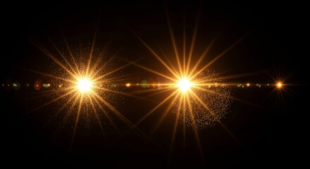 Two bright headlights shining in the dark night.