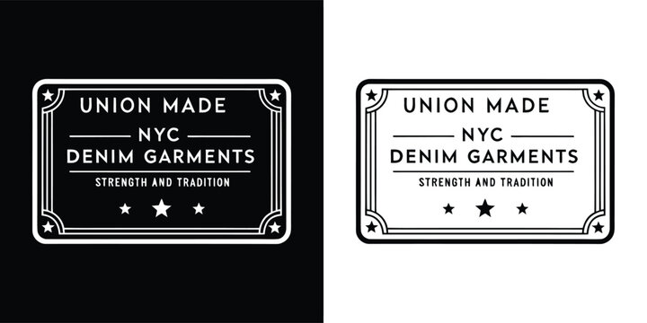 Union made nyc denim garments label, vintage clothing tag