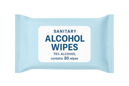 Sanitary alcohol wipes package delivering hygiene on transparent background - Powered by Adobe