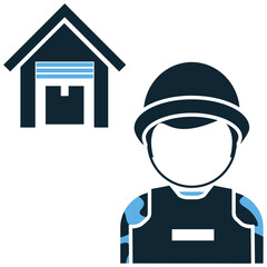 Army Warehouse Icon Vector Ideal for graphics related to military logistics, supplies, storage, base facilities, and inventory concepts.