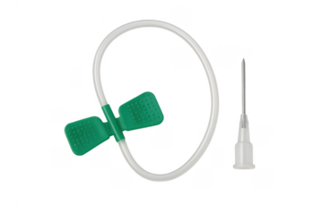 Butterfly needle for intravenous therapy on transparent background