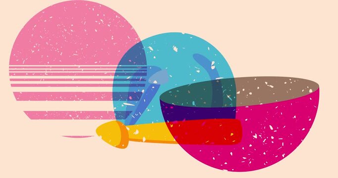 Risograph Santa Claus Hat with geometric shapes animation. Moving object in trendy riso graph design video.