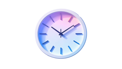 Round clock with white face showing nearly quarter past two