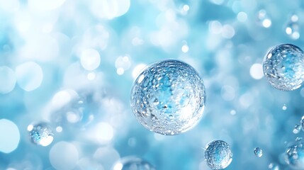 A captivating close up of glistening water droplets against a soft blue blurred background scene view