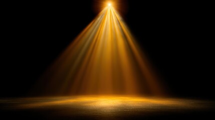 A bright golden spotlight illuminates a dark space, creating an atmospheric effect with rays of light shining downward.
