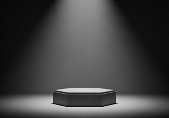 Elegant Hexagonal Podium Under a Dramatic Spotlight.