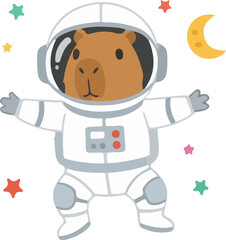 An adorable capybara space explorer ready for an exciting cosmic journey