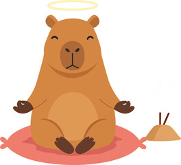 Adorable Capybara Practices Mindfulness in a Peaceful Meditative Pose