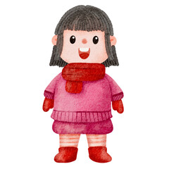 Illustration of Girl in Winter Outfit
