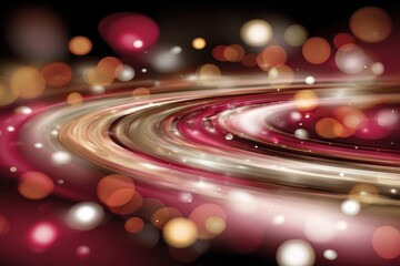 Dynamic, swirling light trails in an abstract tunnel, illuminated with soft, warm hues, evoking a festive mood ideal for seasonal designs