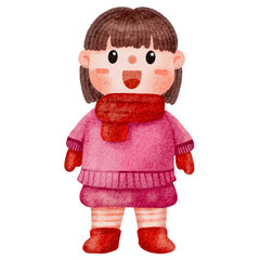 Illustration of Girl in Winter Outfit
