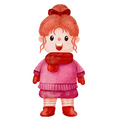 Illustration of Girl in Winter Outfit
