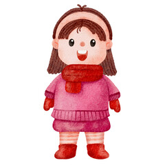 Illustration of Girl in Winter Outfit
