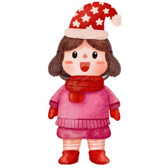 Illustration of Girl in Winter Outfit
