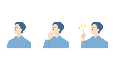 メガネをかけた女性、ビジネスパーソンの表情アイコン