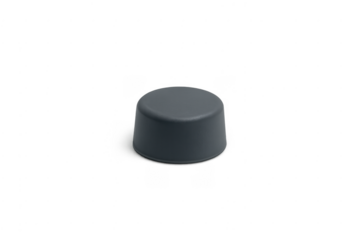 Gray plastic audio knob on transparent background