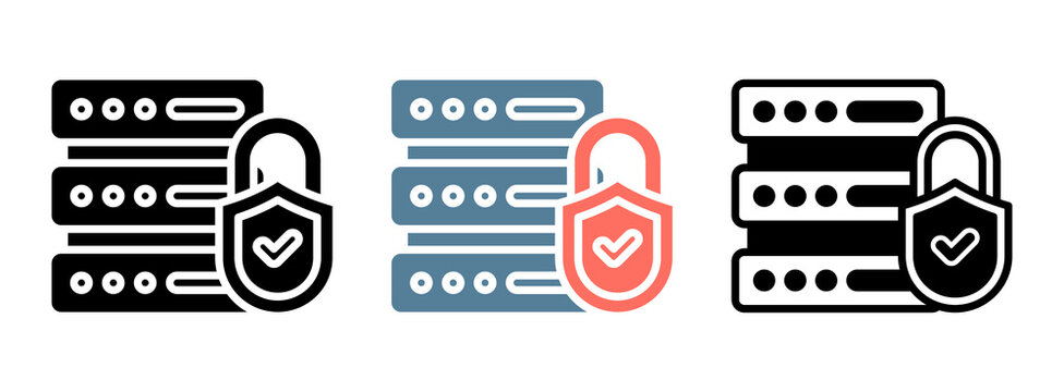 Secure Server Icon Collection Set  Glyph & Mixed Style  