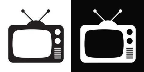 Television silhouette vector, retro old tv icon