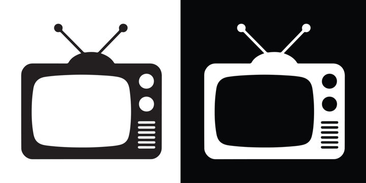 Television silhouette vector, retro old tv icon