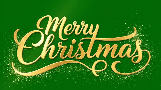 Golden Merry Christmas Greeting on Green - This video features the words "Merry Christmas" written in a beautiful, elegant golden script.