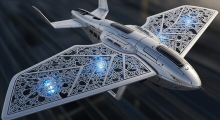 Futuristic spaceship model with glowing