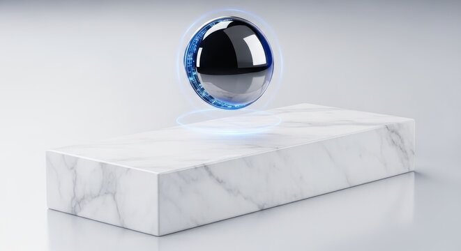 Marble block with a floating blue and