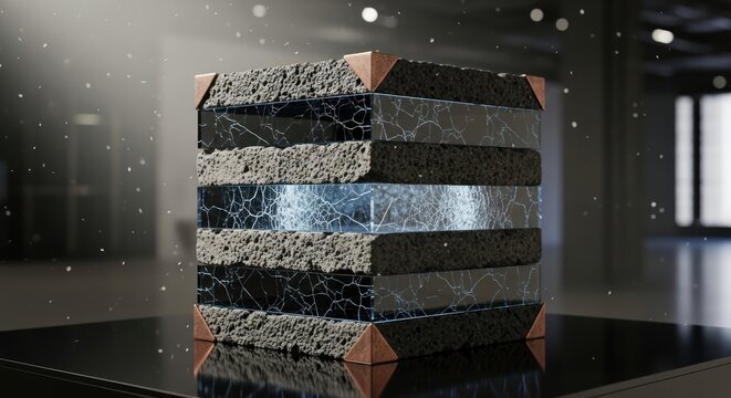 3D rendering of a layered cube with