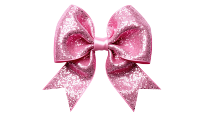Pink sparkly bow tie with tied center on black background