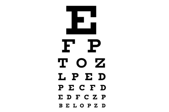 Snellen eye chart vision testing letters