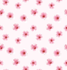 Japanese Sweet Cherry Blossom Fall Vector Seamless Pattern

