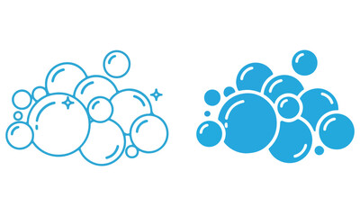Bubble and Splotch Icon Set: Ascending Circles, Soap Suds Clusters, and Abstract Ink Blot Graphics Vector Collection