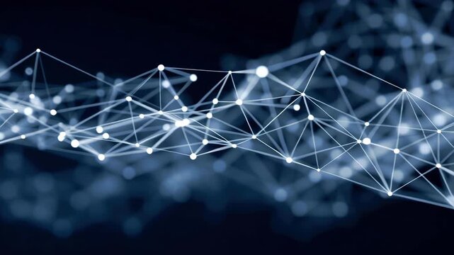 Network data connection digital abstract technology information background geometric wireframe, polygon mesh nodes lines create futuristic flow glowing points low poly communication cyber scene where