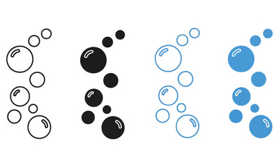 Bubble and Splotch Icon Set: Ascending Circles, Soap Suds Clusters, and Abstract Ink Blot Graphics Vector Collection