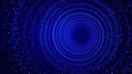 Abstract circular particle tunnel deep blue vortex swirl galaxy stars evoke cosmic wonder hypnotic void, deep blue vortex neon ring digital particle wave abstract swirl cosmic hole sci fi tunnel - Powered by Adobe