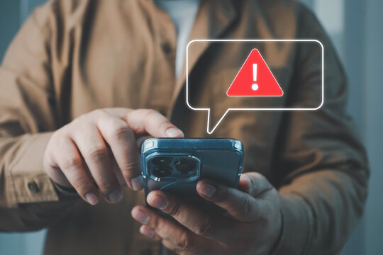 Cybersecurity threat with fake email and SMS alerts on smartphone, showing phishing scams, identity theft risk, online fraud, and red warning icons to highlight mobile security awareness.