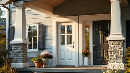 Family home exterior with welcoming entrance and architectural details.