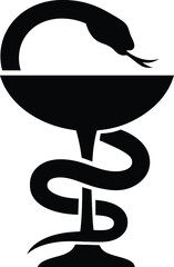 Black silhouette of the bowl of hygieia symbol
