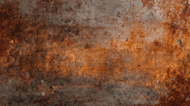 A weathered, rusted metal surface with patches of rust and patches of bare metal, set against a dark background with a subtle glow.