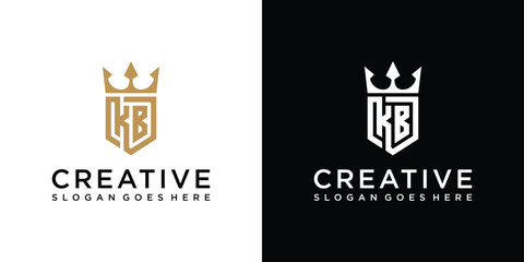 Initial letter KB or BK logo design with crown icon vector