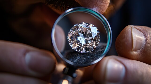 Jeweler Examining Diamond with Loupe for Quality Appraisal