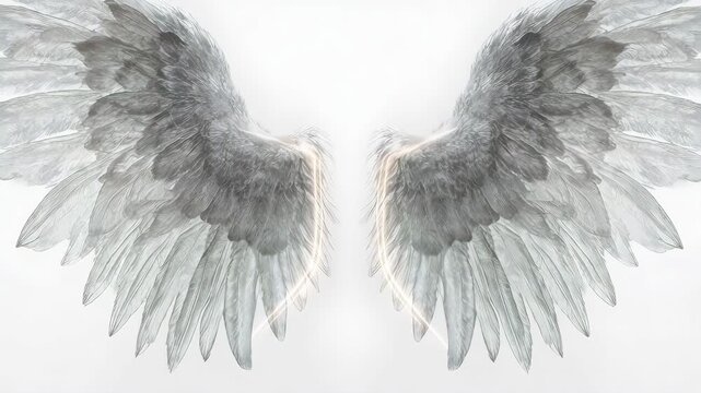 Angel Wings Flapping with Light Streaks - Ethereal Motion and Graceful Flight